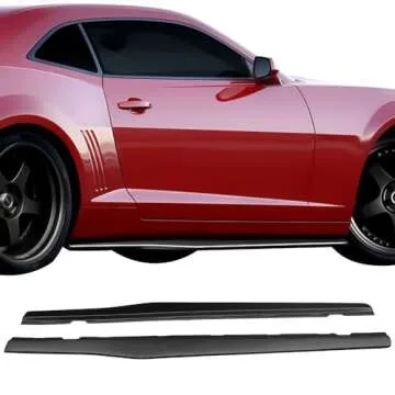 Side Skirts Compatible With 2010-2015 Chevy Camaro LS, LT, SS Only, Ikon Style Black PP Add On Sideskirt Rocker Moulding Air Dam Chin Splitter by IKON MOTORSPORTS, 2011 2012 2013 2014