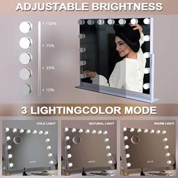 Fenair Tabletop Mount Rotating Hollywood Vanity Mirror with Lights Makeup Mirror with Lighting and U...