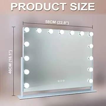 Fenair Tabletop Mount Rotating Hollywood Vanity Mirror with Lights Makeup Mirror with Lighting and USB Charge Port for Bedroom Dressing Room, 15 Dimmable Bulbs, 360° Rotation