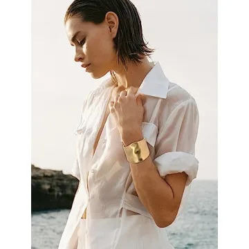 Long Tiantian Chunky Gold Cuff Bracelet for Stylish Women