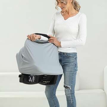 Breathable Car Seat Cover for Babies – Multi-Purpose Soft Rayon Nursing Cover for Breastfeeding, H...