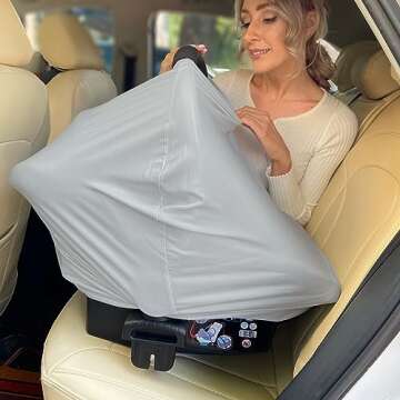 Breathable Car Seat Cover for Babies – Multi-Purpose Soft Rayon Nursing Cover for Breastfeeding, High Stretchy Infant Carseat Canopy, Stroller Cover (Smooth Rayon, Light Grey)