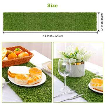 Farochy Artificial Grass Table Runners - Synthetic Grass Table Runner for Wedding Party, Birthday, B...