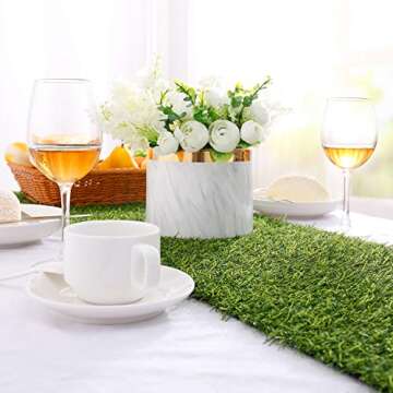 Farochy Artificial Grass Table Runners - Synthetic Grass Table Runner for Wedding Party, Birthday, Banquet, Baby Shower, Home Decorations (14 x 48 inches)