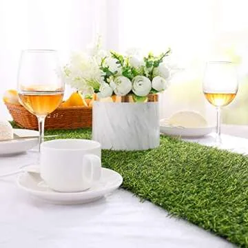 Farochy Artificial Grass Table Runners - Synthetic Grass Table Runner for Wedding Party, Birthday, Banquet, Baby Shower, Home Decorations (14 x 48 inches)