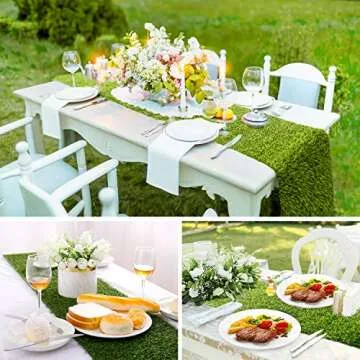 Farochy Artificial Grass Table Runners - Synthetic Grass Table Runner for Wedding Party, Birthday, Banquet, Baby Shower, Home Decorations (14 x 48 inches)