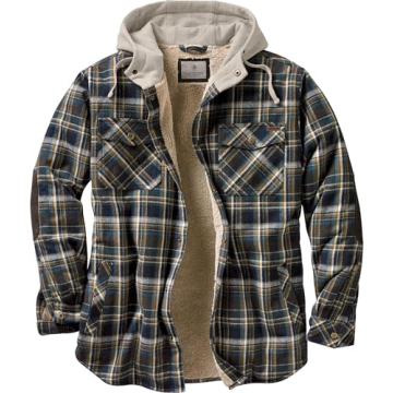 Legendary Whitetails Men's Berber Lined Hooded Flannel Shirt Jacket - Ultimate Warmth