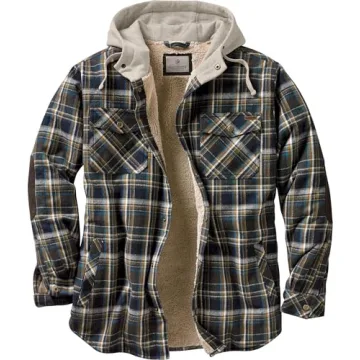 Legendary Whitetails Men's Berber Lined Hooded Flannel Shirt Jacket - Ultimate Warmth