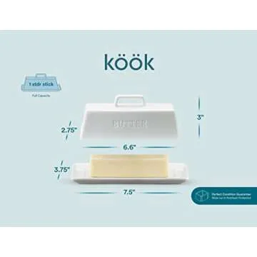 Kook Butter Dish: Ceramic Butter Keeper with Lid