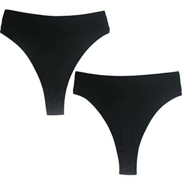 High Waisted Thongs for Women - Pack of 3 Comfortable Panties