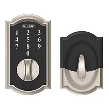Schlage BE375 CAM 619 Touch Camelot Deadbolt, Electronic Keyless Entry Lock, Satin Nickel