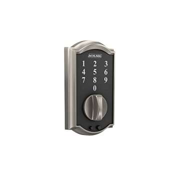 Schlage BE375 CAM 619 Touch Camelot Deadbolt, Electronic Keyless Entry Lock, Satin Nickel