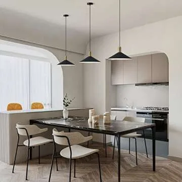 KCO Lighting Farmhouse Matte Black Barn Pendant Light 1-Light Mid Century Dome Pendant Lighting Industrial Cone Hanging Light Single Kitchen Island Light Fixture for Dining Room (Black)