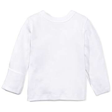 Moon and Back Baby Set of 4 Organic Long-Sleeve Side-Snap Shirts, White Cloud, 3-6 Months