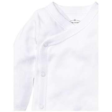 Moon and Back Baby Set of 4 Organic Long-Sleeve Side-Snap Shirts, White Cloud, 3-6 Months