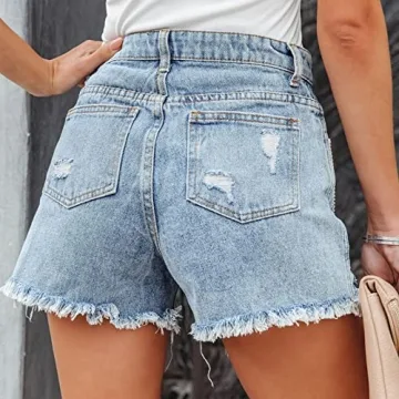 Trendy Women's Summer Casual Denim Shorts with Pockets