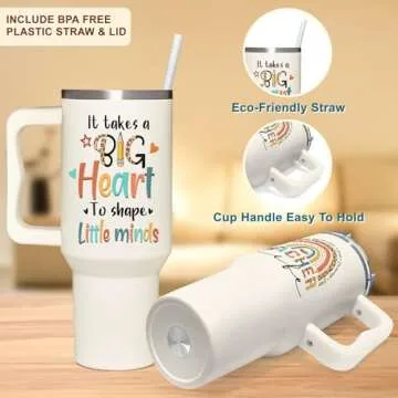 Teacher Appreciation Gifts - Teacher Gifts - Teachers Day Gifts For Women, Thank You Gifts From Students, Teacher Graduation Gifts, Christmas, Birthday Gifts For Teacher - Tumbler 40Oz With Handle