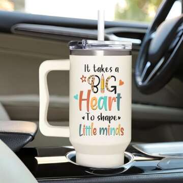 Teacher Appreciation Gifts - Teacher Gifts - Teachers Day Gifts For Women, Thank You Gifts From Students, Teacher Graduation Gifts, Christmas, Birthday Gifts For Teacher - Tumbler 40Oz With Handle