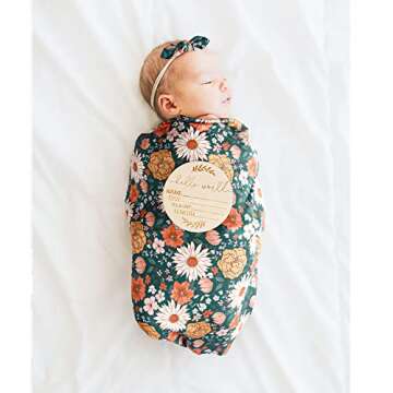 Konssy Baby Girl Newborn Receiving Blanket with Matching Headband and Beanie Set Baby Swaddle Nurser...