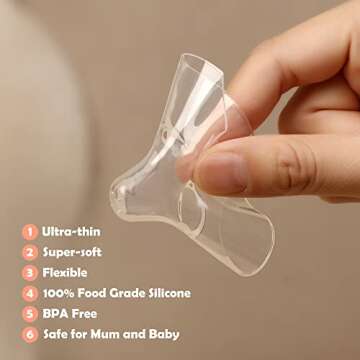 haakaa Nipple Shields 18mm for Newborn Breastfeeding with Latch Difficulties or Flat or Inverted Nipples, Breast Shields Extra-Thin & Extremely Soft, Come with Carry Case, 2pcs