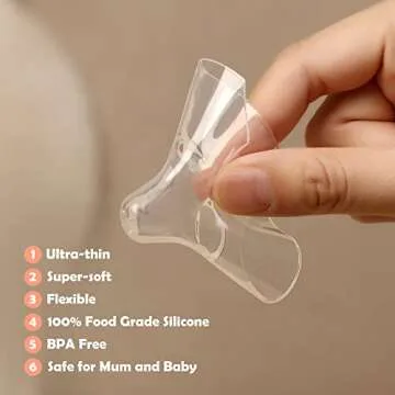 haakaa Nipple Shields 18mm for Newborn Breastfeeding with Latch Difficulties or Flat or Inverted Nipples, Breast Shields Extra-Thin & Extremely Soft, Come with Carry Case, 2pcs