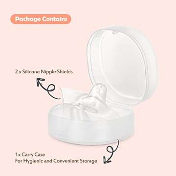 haakaa Nipple Shields 18mm for Newborn Breastfeeding with Latch Difficulties or Flat or Inverted Nipples, Breast Shields Extra-Thin & Extremely Soft, Come with Carry Case, 2pcs