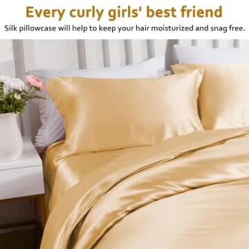 Silk Pillowcase for Hair and Skin with Hidden Zipper, Ravmix Both Sides 21Momme Mulberry Silk Cooling Pillow Case Queen Size 20×30inches, 1PCS, Gold