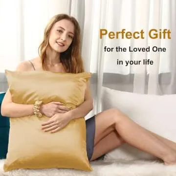 Silk Pillowcase for Hair and Skin with Hidden Zipper, Ravmix Both Sides 21Momme Mulberry Silk Cooling Pillow Case Queen Size 20×30inches, 1PCS, Gold