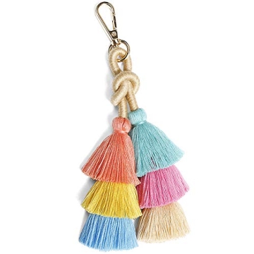 Vibrant Boho Pom Pom Tassel Keychain - Unique Bag Charm Accessory