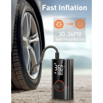 KIAIR Tire Inflator Portable Air Compressor, 150PSI Air Pump for Car Tires with LED Light, Cordless ...