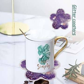 2 Pack Funny Drink Coasters Sakura Quicksand Coaster Silicone Tea Cup Mats Coffee Coasters Non-Slip ...