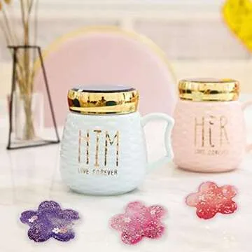 2 Pack Funny Drink Coasters Sakura Quicksand Coaster Silicone Tea Cup Mats Coffee Coasters Non-Slip Insulation Cup Pad Home Office Table Decor, 5.5 Inches