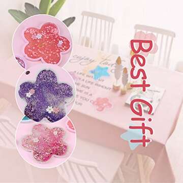 2 Pack Funny Drink Coasters Sakura Quicksand Coaster Silicone Tea Cup Mats Coffee Coasters Non-Slip Insulation Cup Pad Home Office Table Decor, 5.5 Inches