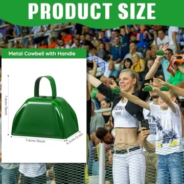 6 Pcs 3 Inch Metal Cowbells Noise Maker Hand Percussion Cow Bells with Handles for Sporting Events C...