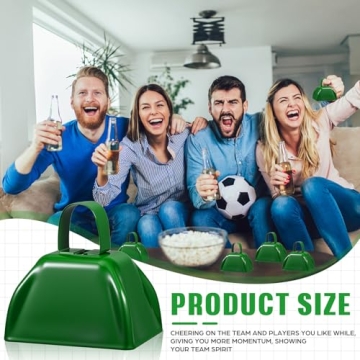 6 Green Cowbells for Sporting Events & Celebrations