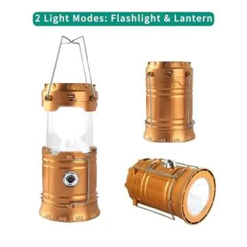 Censinda LED Camping Lantern, Solar and Rechargeable Lantern Flashlight Collapsible and Portable Light for Daily/Camp/Hiking/Night Fishing/Emergency/Hurricanes/Storm(1 Pack)
