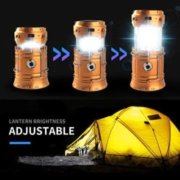 Censinda LED Camping Lantern, Solar and Rechargeable Lantern Flashlight Collapsible and Portable Light for Daily/Camp/Hiking/Night Fishing/Emergency/Hurricanes/Storm(1 Pack)