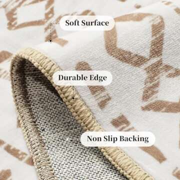 MontVoo-5x7 Area Rugs for Living Room-Soft Boho Machine Washable Rug-Moroccan Neutral Rug for Bedroom Non Slip Floor Carpet Indoor Rug for Dining Room Home Office Decor-Brown Beige Rug