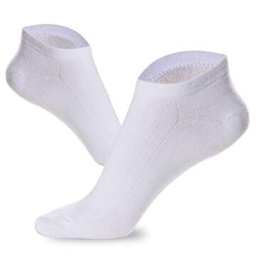 Women's Low Cut Socks,Ankle No Show Athletic Short Cotton Casual Socks (White-6 Pairs, Large)