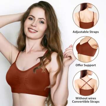 Omisy 4 Pack Adjustable Wireless Bralette Set for Comfort