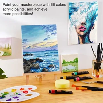 82 Pack Acrylic Paint Set - Vibrant Colors & Brushes