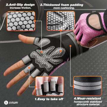 SIMARI Breathable Workout Gloves with Wrist Wraps Support for Weightlifting