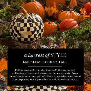 MACKENZIE-CHILDS Courtly Harlequin Mini Decorative Pumpkin for Fall Decor, Autumn Decorations for Home
