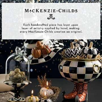 MACKENZIE-CHILDS Courtly Harlequin Mini Decorative Pumpkin for Fall Decor, Autumn Decorations for Home