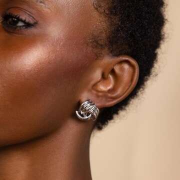 MUMREUES Silver Earrings for Women Trendy Silver Stud Earrings Dainty Huggie Earrings Blod Simple Ea...