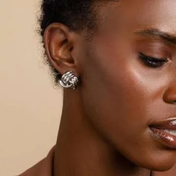 MUMREUES Silver Earrings for Women Trendy Silver Stud Earrings Dainty Huggie Earrings Blod Simple Earrings Silver Hoop Earrings Hypoallergenic Earring for Women Gifts