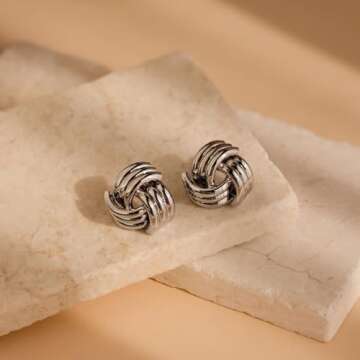 MUMREUES Silver Earrings for Women Trendy Silver Stud Earrings Dainty Huggie Earrings Blod Simple Earrings Silver Hoop Earrings Hypoallergenic Earring for Women Gifts