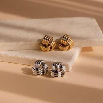 MUMREUES Silver Earrings for Women Trendy Silver Stud Earrings Dainty Huggie Earrings Blod Simple Earrings Silver Hoop Earrings Hypoallergenic Earring for Women Gifts