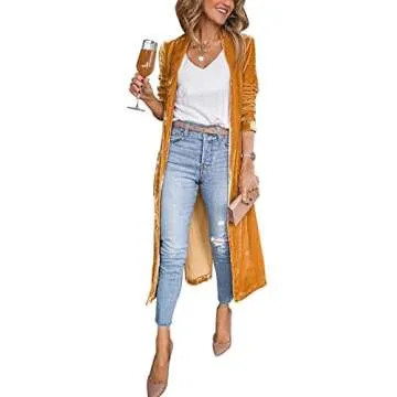 Arssm Women's Long Velvet Cardigan - Stylish & Versatile Outerwear