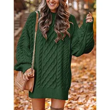 ANRABESS Women Long Sleeve Oversized Cable Knit Sweater Dress - Cozy and Chic!
